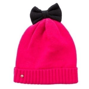 Kate Spade Beanie - Dark Pink with Black Bow